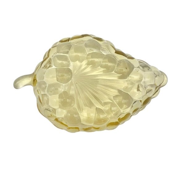Vintage Amber Grape Trinket Dish 4.5 x 3 Glass Leaf Shape - Picture 2 of 5